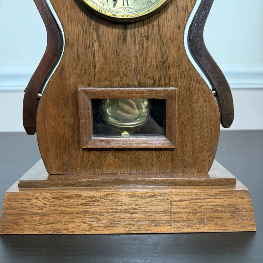 Vintage Mid Century Modern Mantle Clock Hand Crafted‎ Pendulum Unique Lines